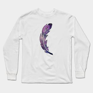 Galaxy Feather | Purple + Pink Feather | Watercolor Galaxy Feather Long Sleeve T-Shirt